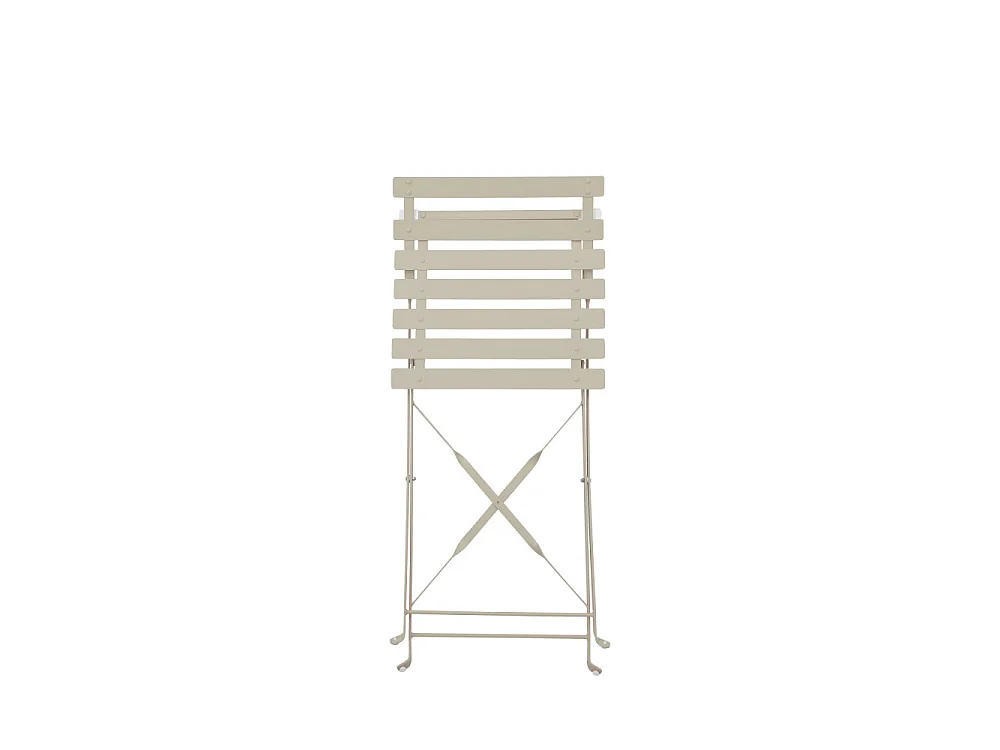 Marseille - Ensemble table de jardin pliante ronde bistrot et 2 chaises en métal - Beige