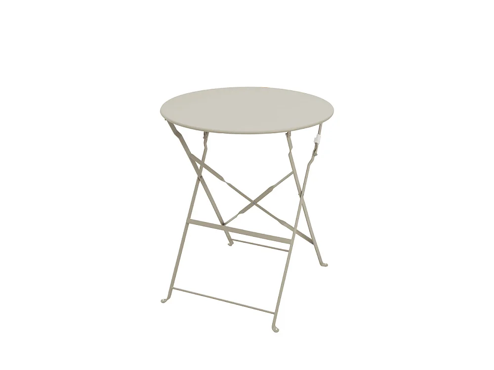 Marseille - Ensemble table de jardin pliante ronde bistrot et 2 chaises en métal - Beige