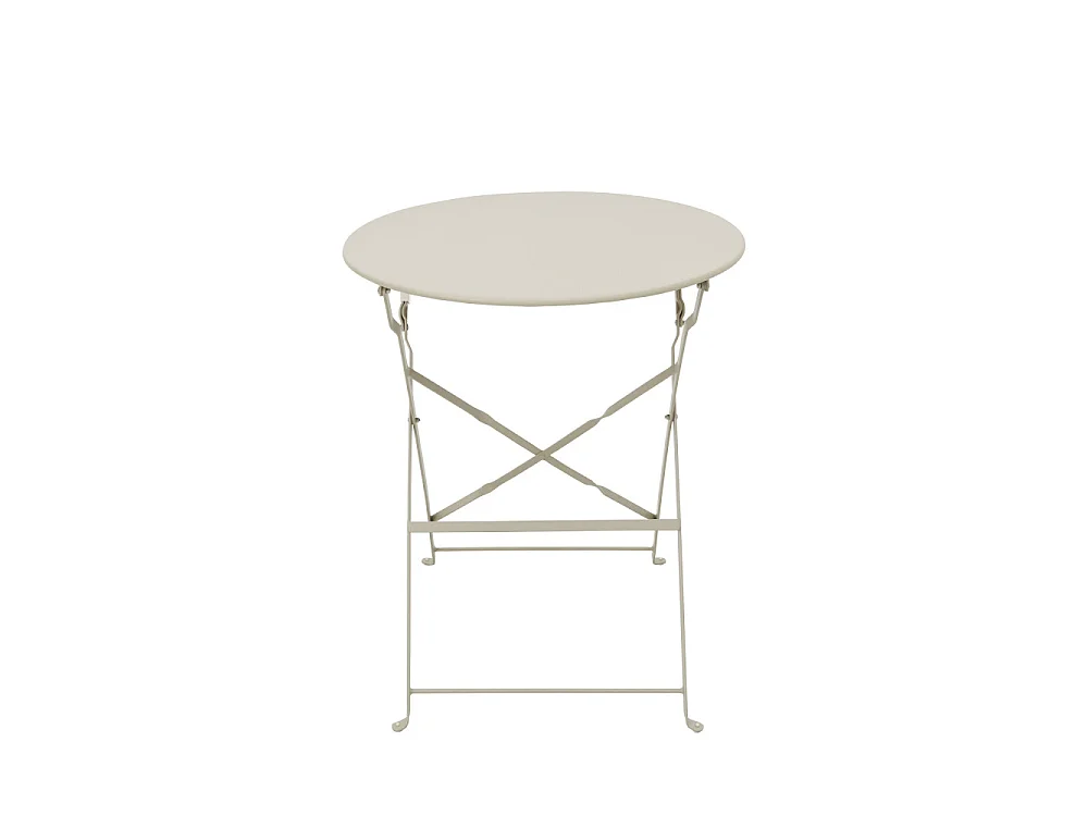 Marseille - Ensemble table de jardin pliante ronde bistrot et 2 chaises en métal - Beige