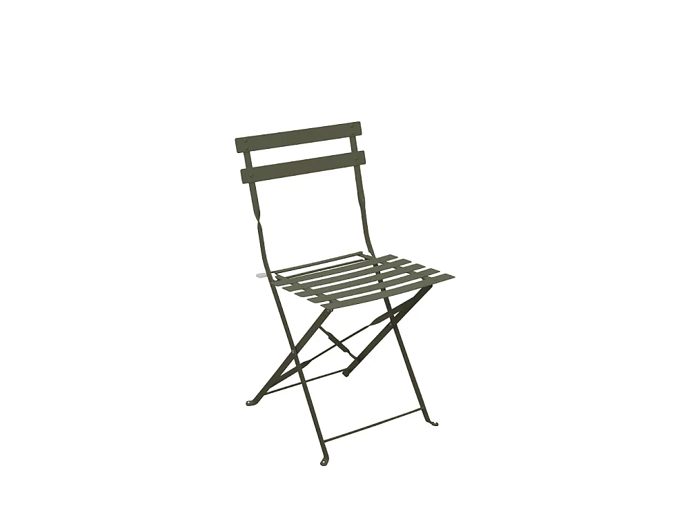 Marseille - Ensemble table de jardin pliante ronde bistrot et 2 chaises en métal - Vert kaki