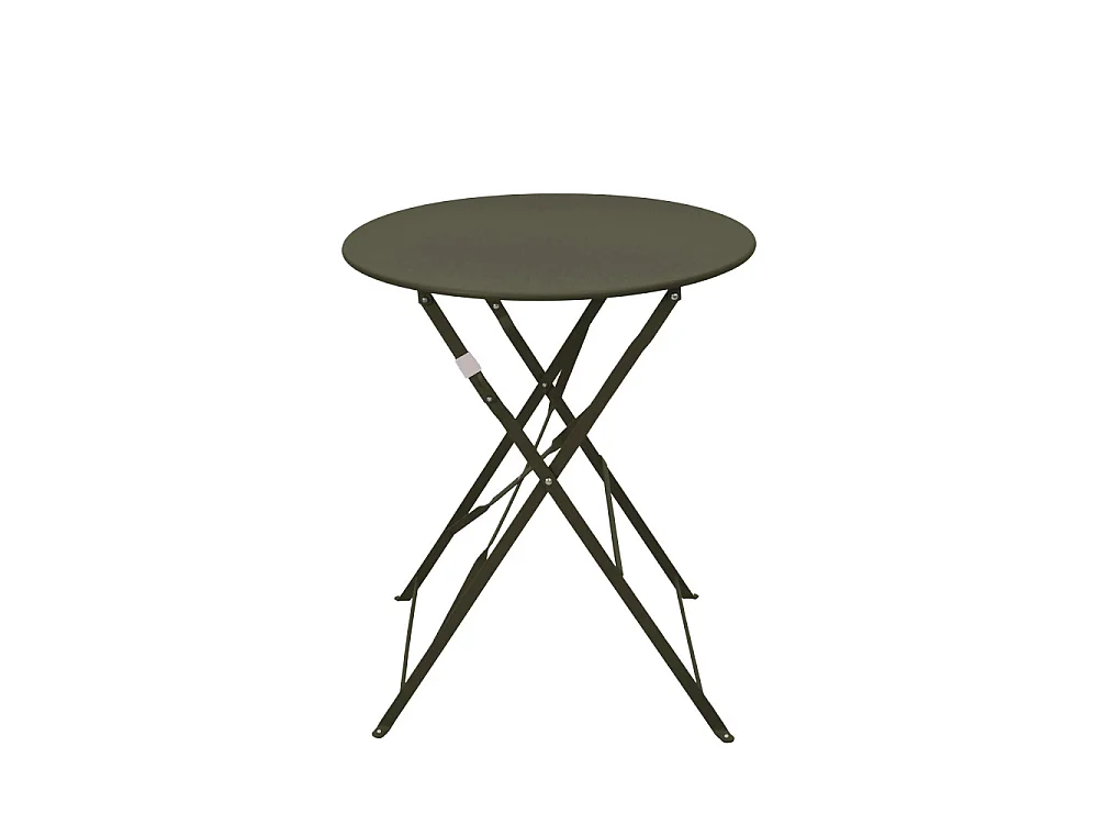 Marseille - Ensemble table de jardin pliante ronde bistrot et 2 chaises en métal - Vert kaki