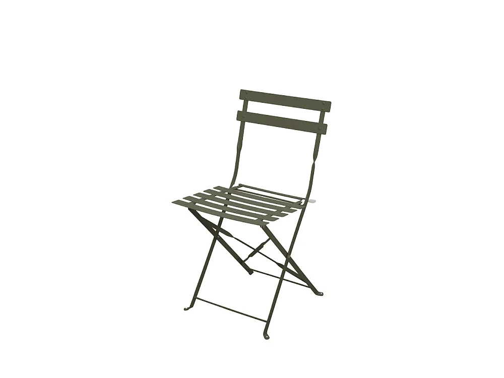 Marseille - Ensemble table de jardin pliante ronde bistrot et 2 chaises en métal - Vert kaki