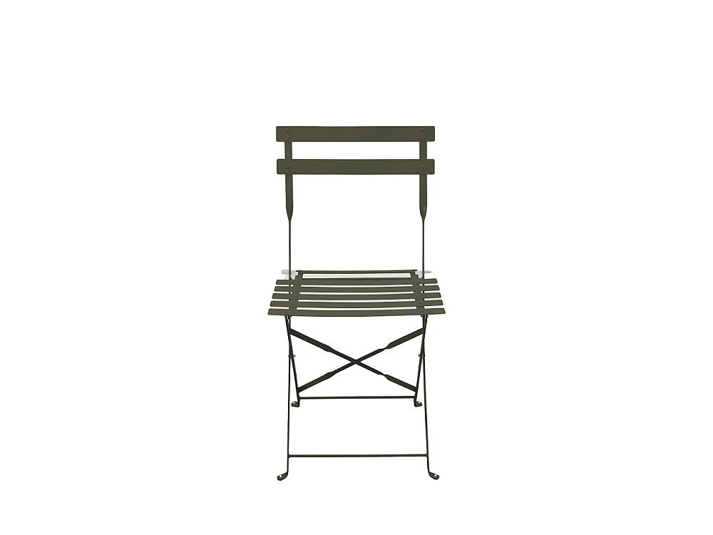Marseille - Ensemble table de jardin pliante ronde bistrot et 2 chaises en métal - Vert kaki