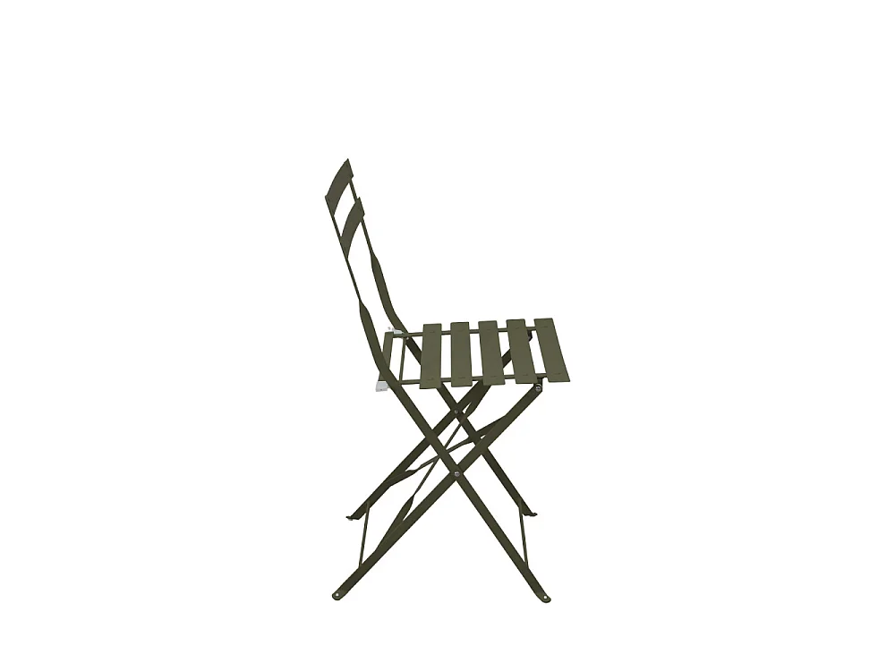 Marseille - Ensemble table de jardin pliante ronde bistrot et 2 chaises en métal - Vert kaki