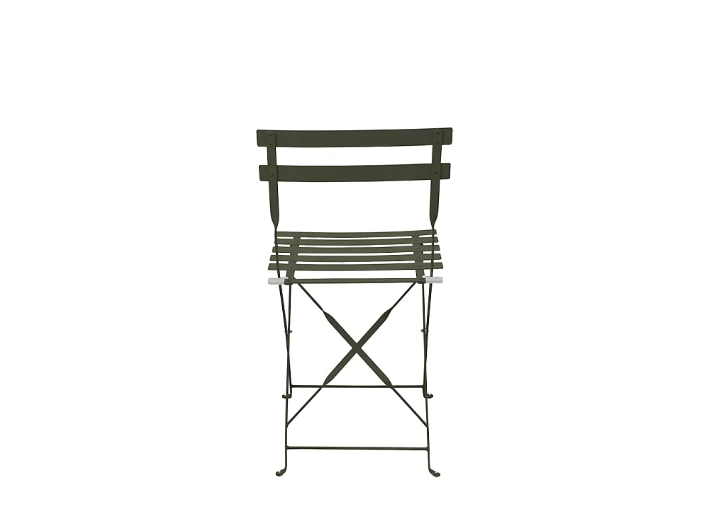 Marseille - Ensemble table de jardin pliante ronde bistrot et 2 chaises en métal - Vert kaki