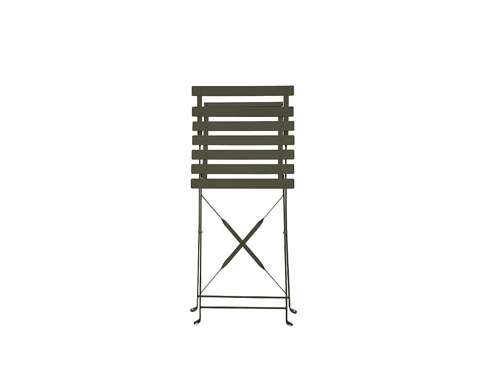 Marseille - Ensemble table de jardin pliante ronde bistrot et 2 chaises en métal - Vert kaki
