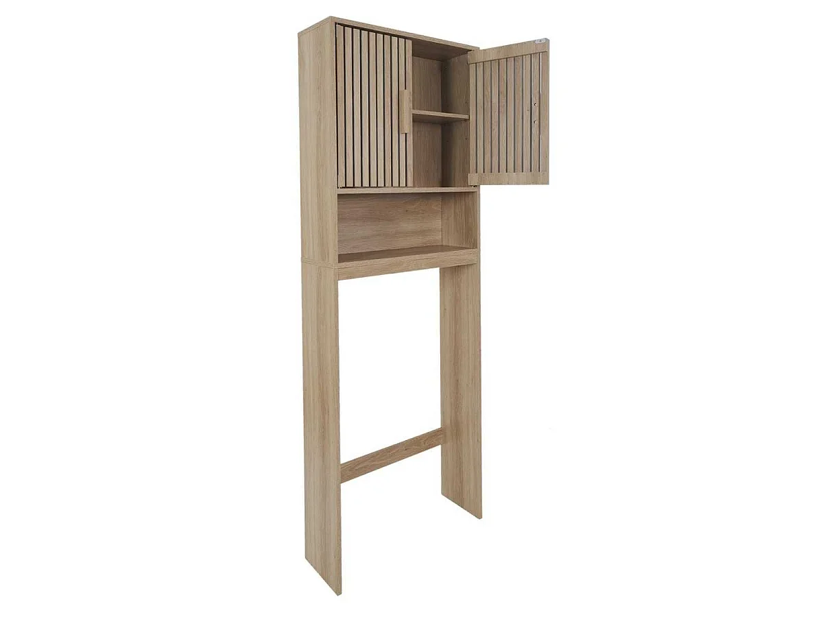 Meuble pour Toilettes 2 Portes Effet Bois avec Tasseaux - PAJAN