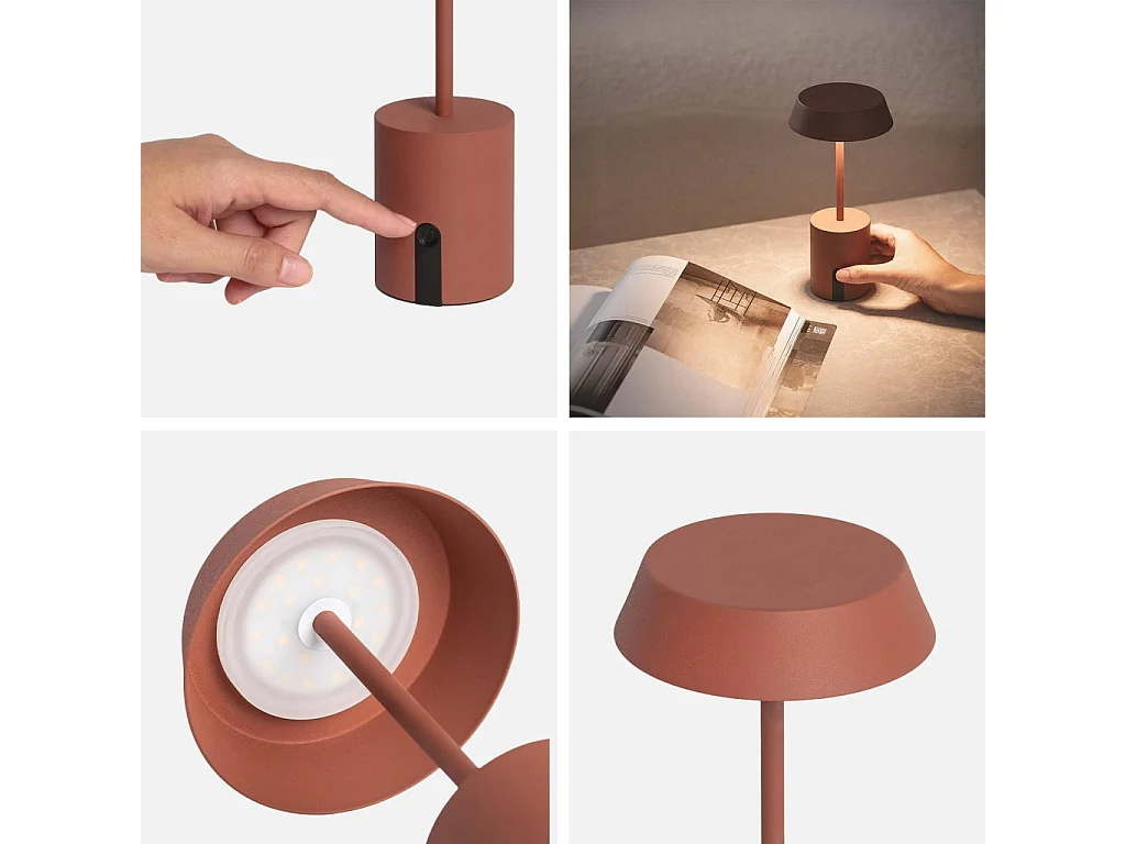 Lámpara de mesa interior/exterior led metal, ø10,8cm terracota