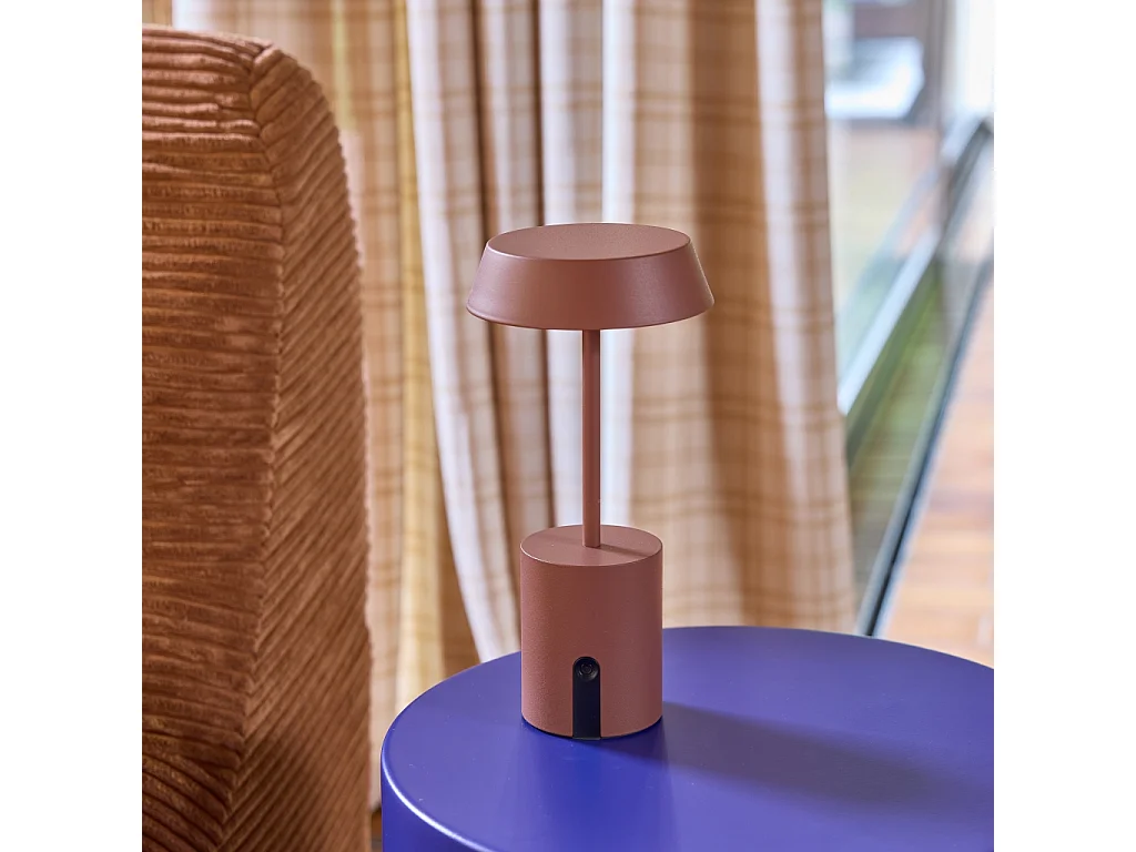 Lámpara de mesa interior/exterior led metal, ø10,8cm terracota
