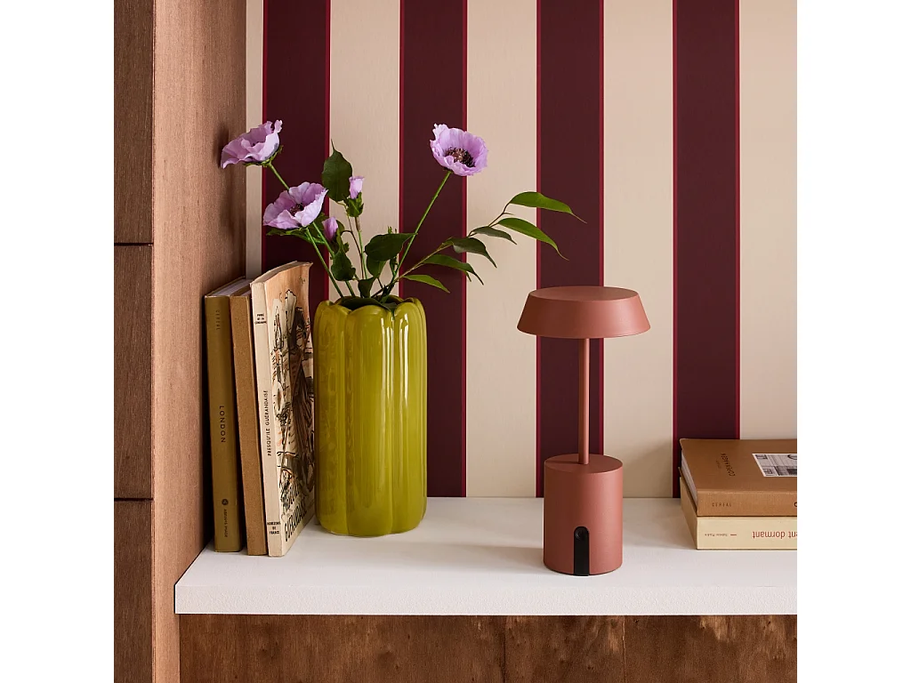 Lámpara de mesa interior/exterior led metal, ø10,8cm terracota