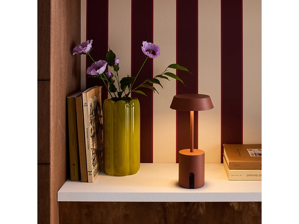 Lámpara de mesa interior/exterior led metal, ø10,8cm terracota