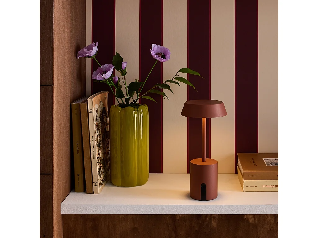 Lámpara de mesa interior/exterior led metal, ø10,8cm terracota