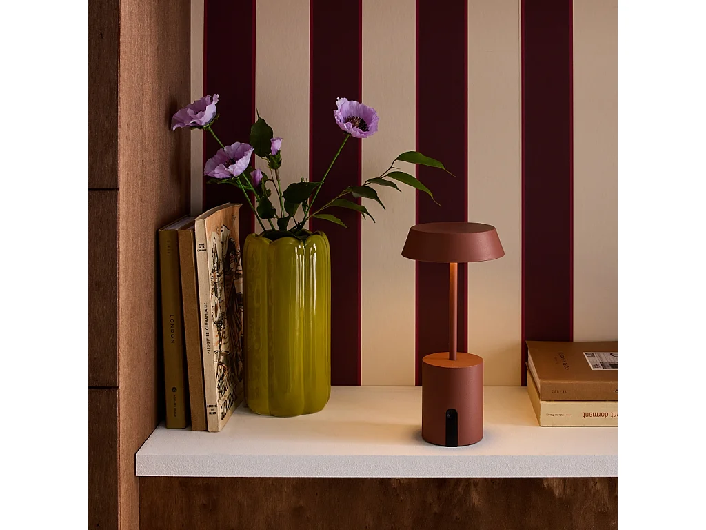 Lámpara de mesa interior/exterior led metal, ø10,8cm terracota