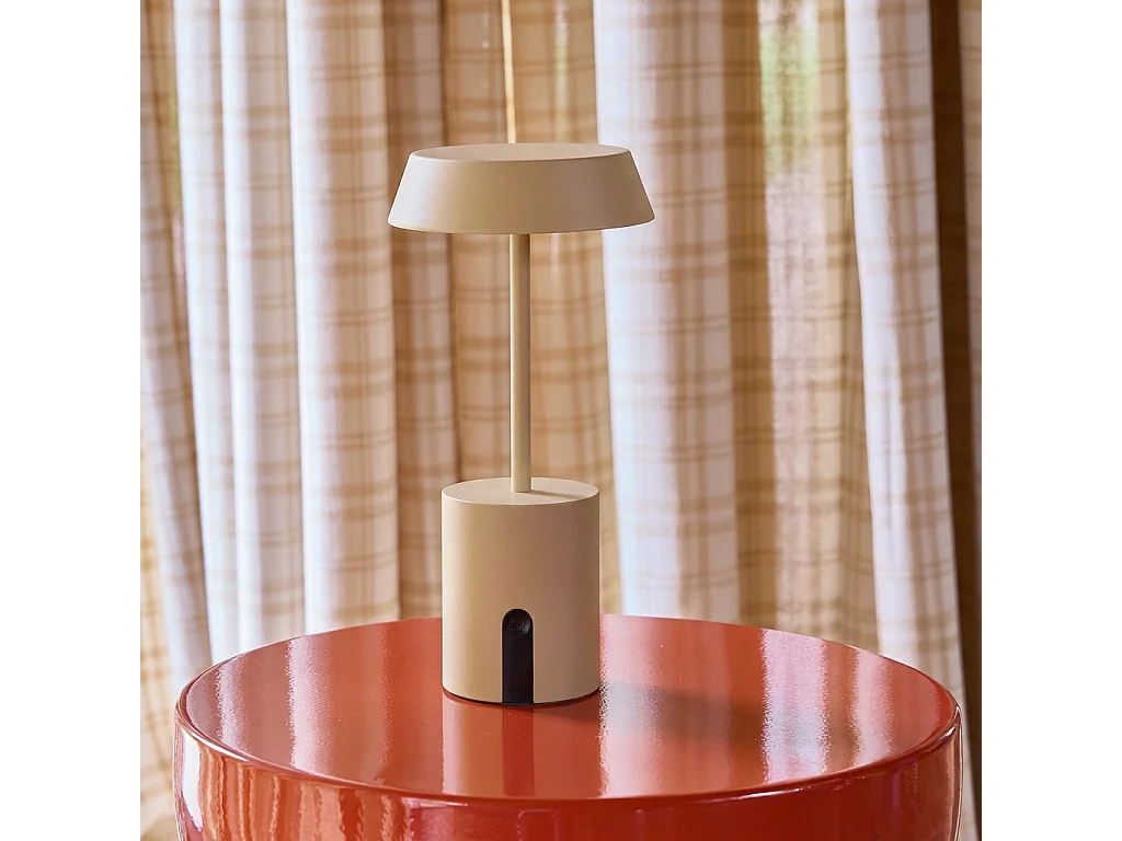 Lámpara de mesa interior/exterior led metal, ø10,8cm beige