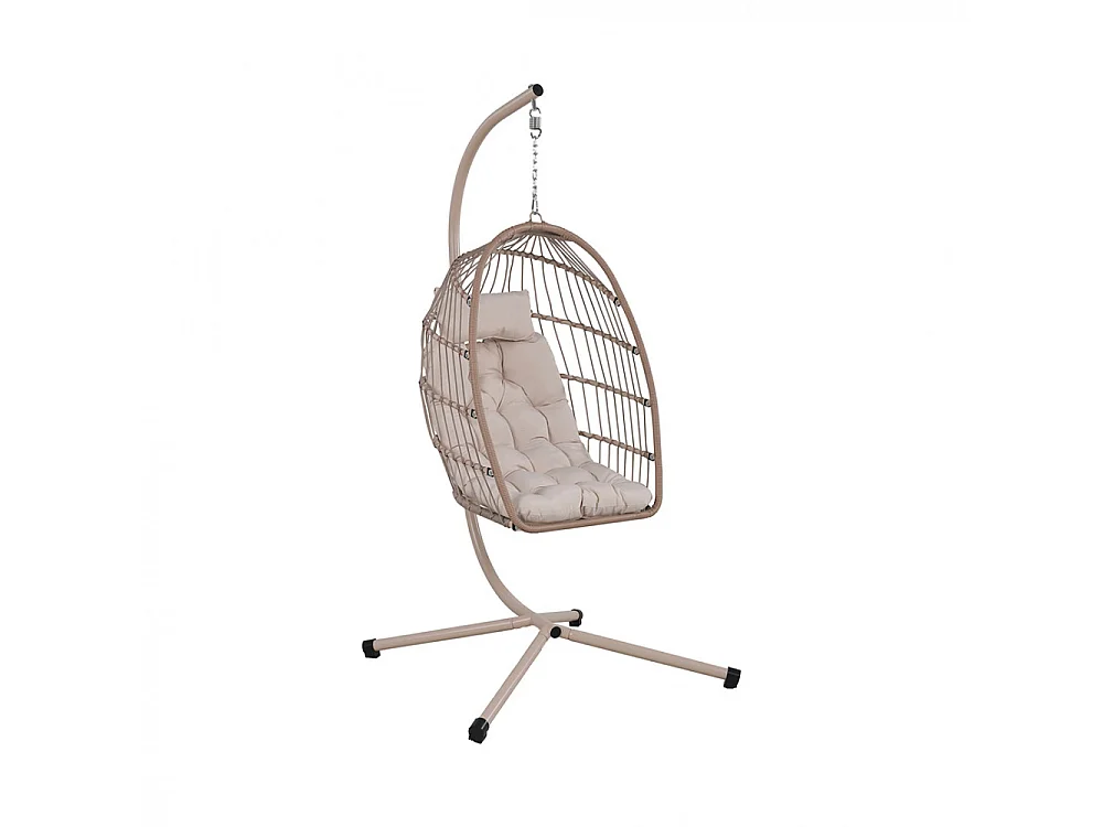 Sully - Fauteuil œuf suspendu de jardin en corde et métal - Beige