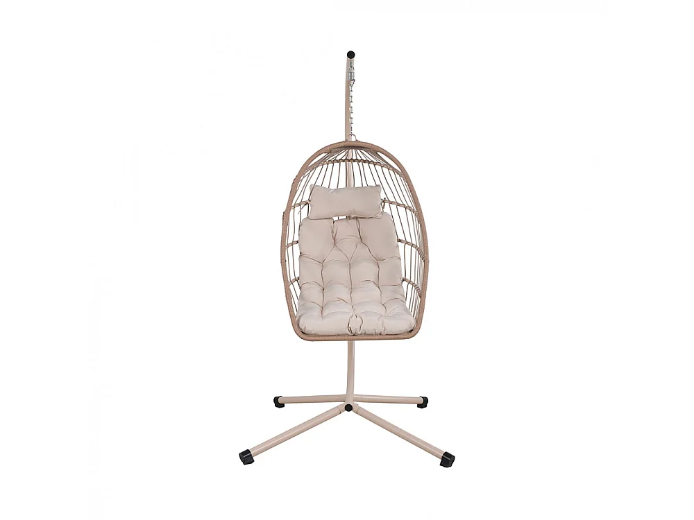 Sully - Fauteuil œuf suspendu de jardin en corde et métal - Beige