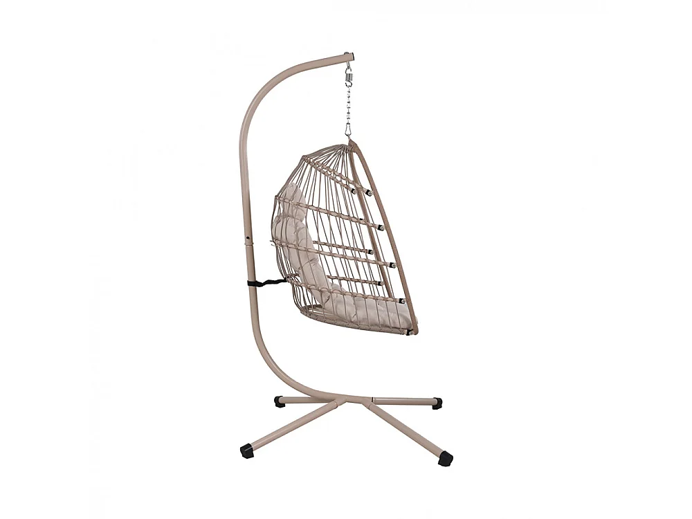 Sully - Fauteuil œuf suspendu de jardin en corde et métal - Beige