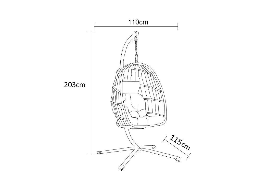 Sully - Fauteuil œuf suspendu de jardin en corde et métal - Beige