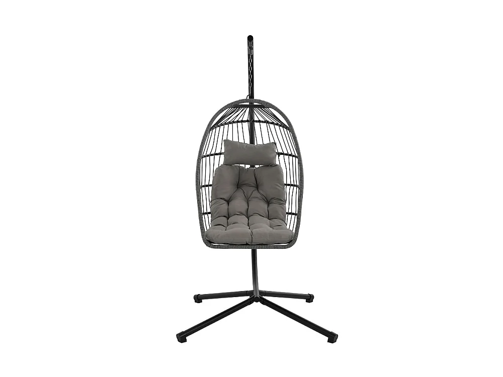 Sully - Fauteuil œuf suspendu de jardin en corde et métal - Gris anthracite