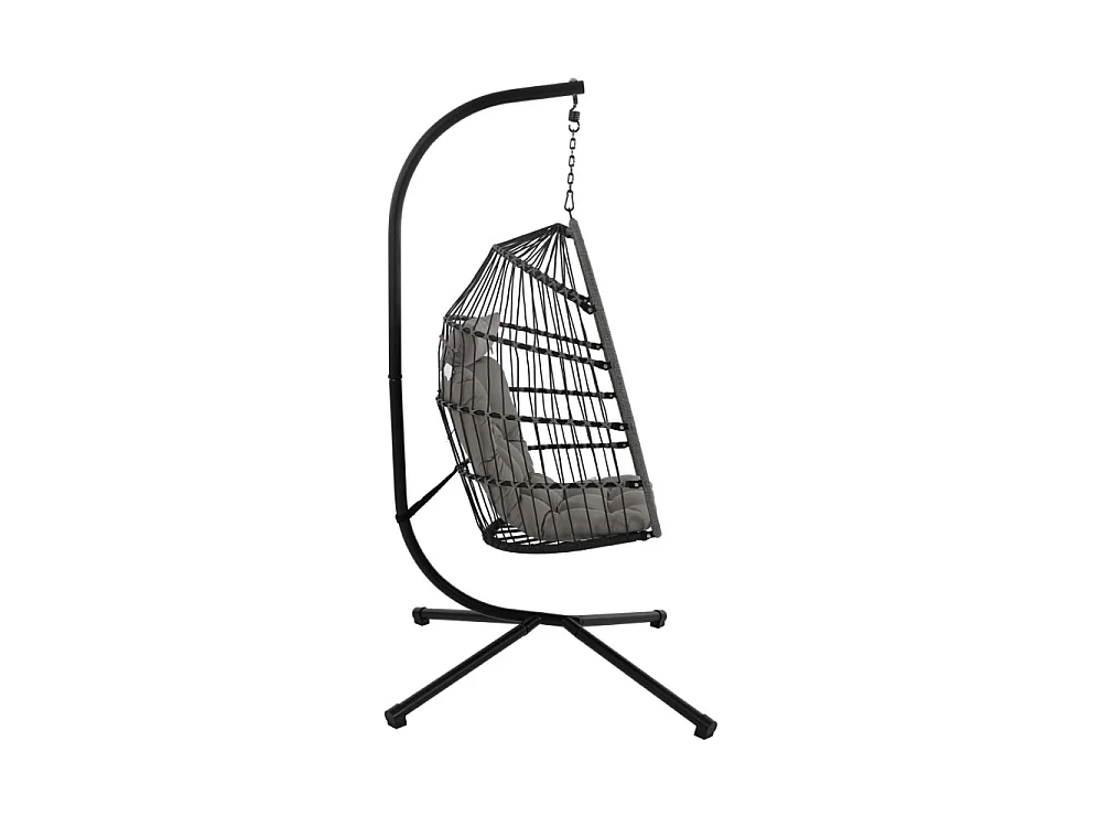 Sully - Fauteuil œuf suspendu de jardin en corde et métal - Gris anthracite