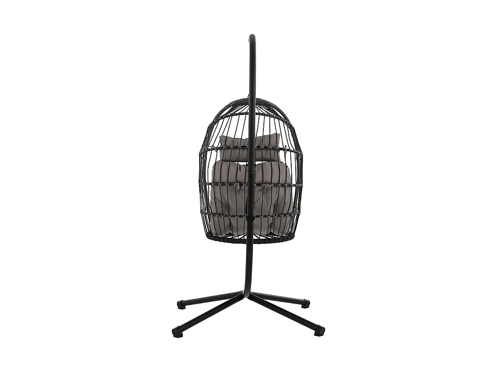 Sully - Fauteuil œuf suspendu de jardin en corde et métal - Gris anthracite