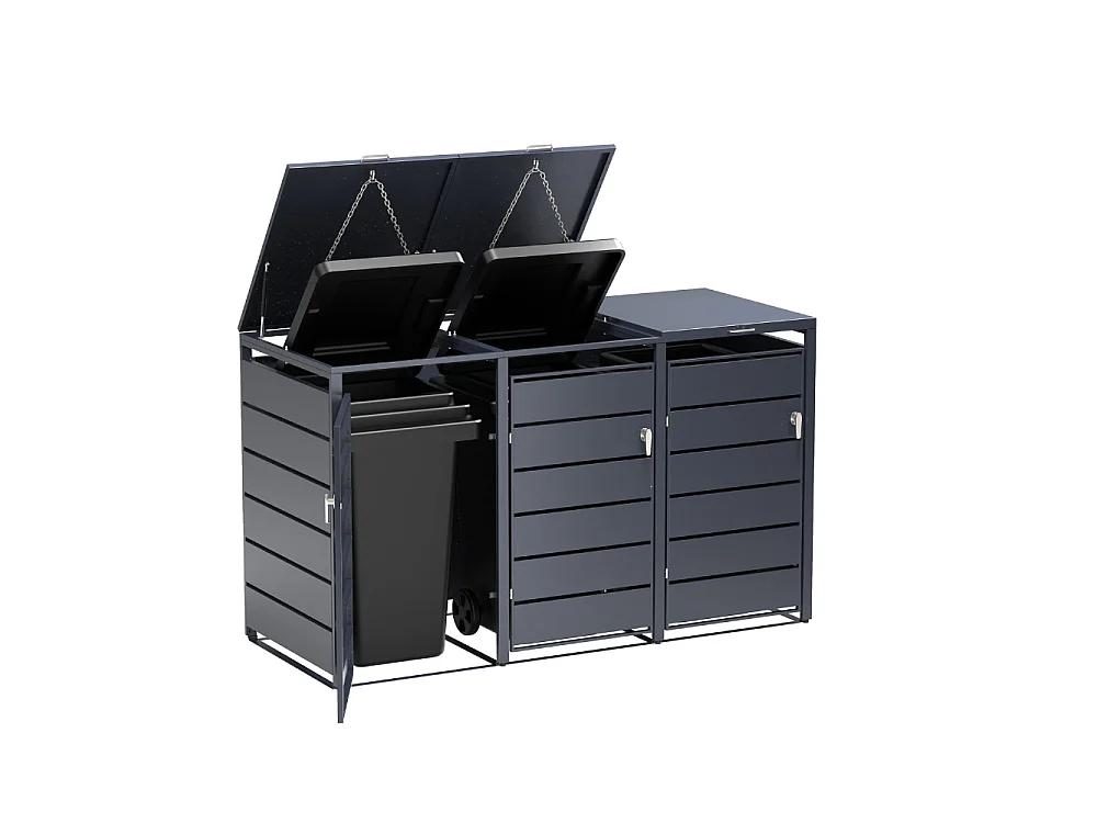 Cache-Poubelles, Abri Poubelle Extérieur 3x240L - M802-3K