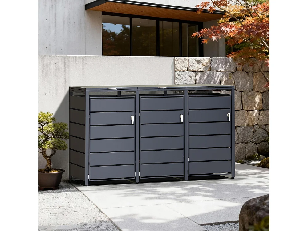 Cache-Poubelles, Abri Poubelle Extérieur 3x240L - M802-3K
