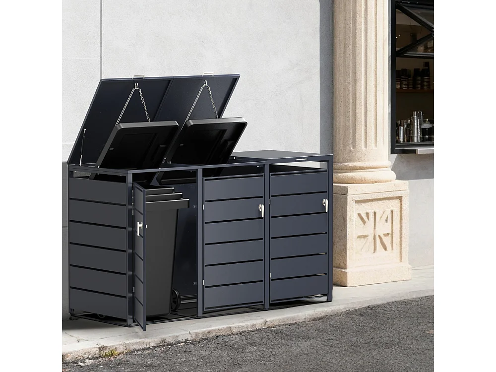 Cache-Poubelles, Abri Poubelle Extérieur 3x240L - M802-3K