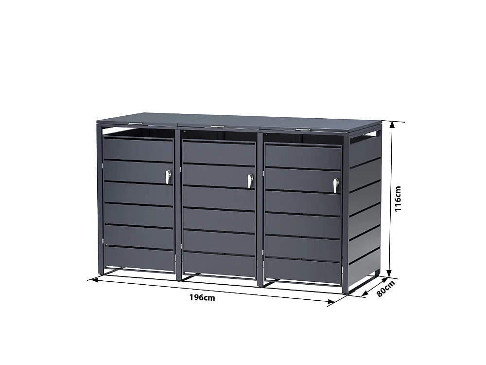 Cache-Poubelles, Abri Poubelle Extérieur 3x240L - M802-3K