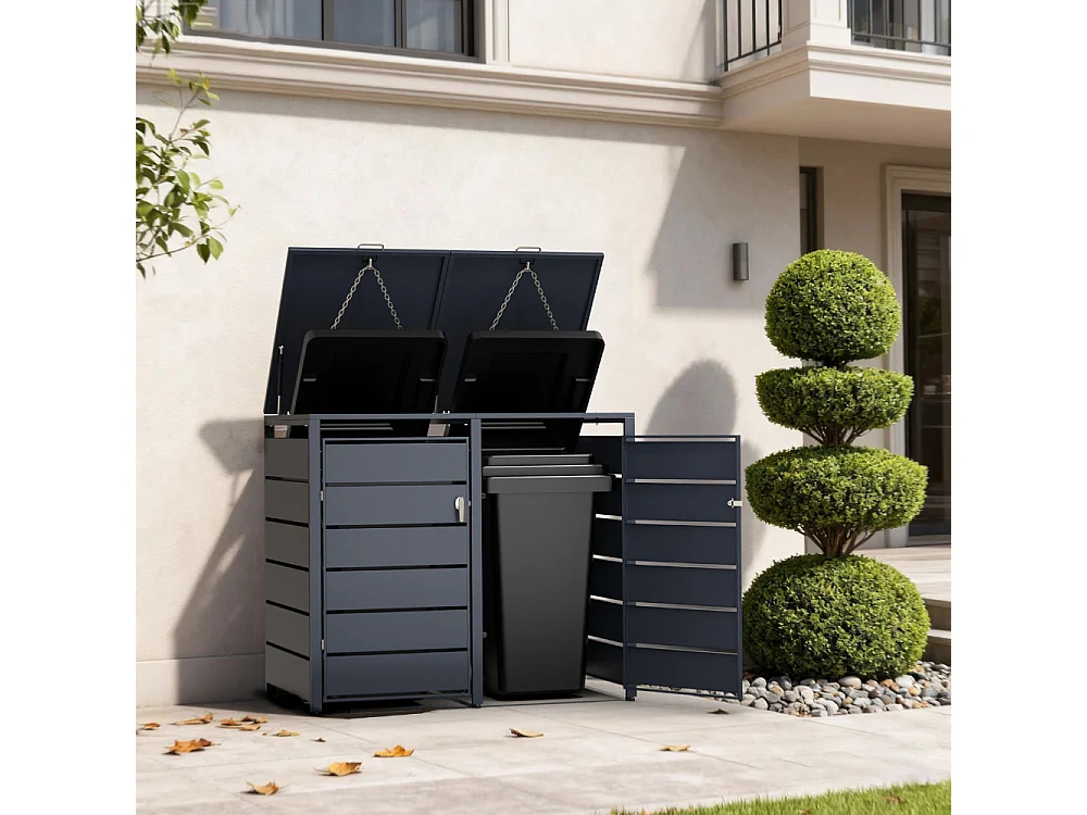 Cache-Poubelles, Abri Poubelle Extérieur 2x240L - M802-2K