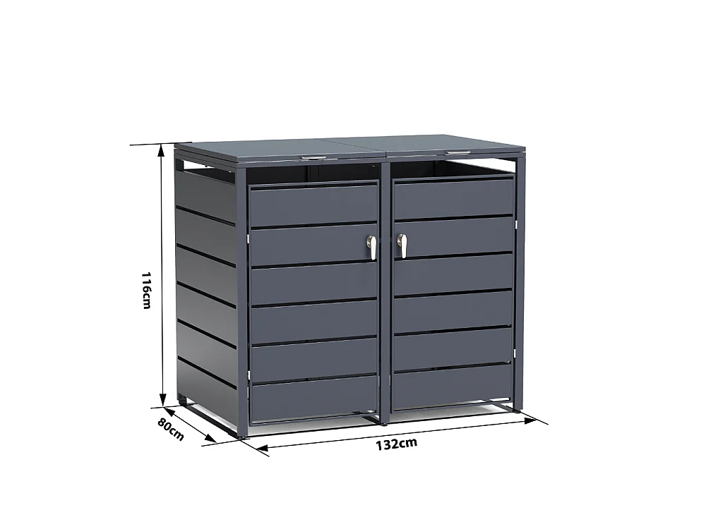 Cache-Poubelles, Abri Poubelle Extérieur 2x240L - M802-2K
