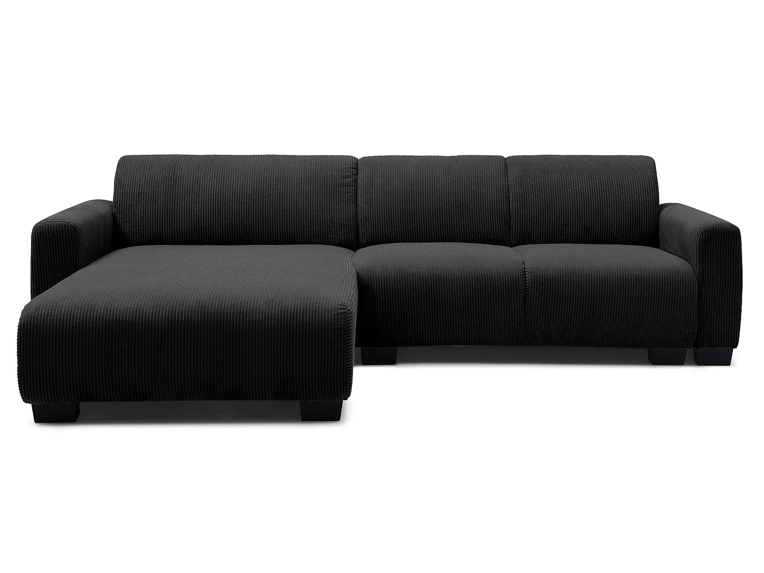 Canapé d'angle moderne 287cm Wallis Velours côtelé Noir