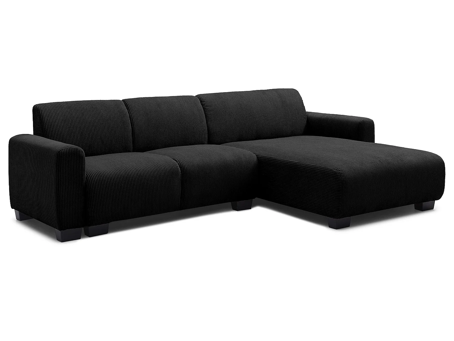 Canapé d'angle moderne 287cm Wallis Velours côtelé Noir