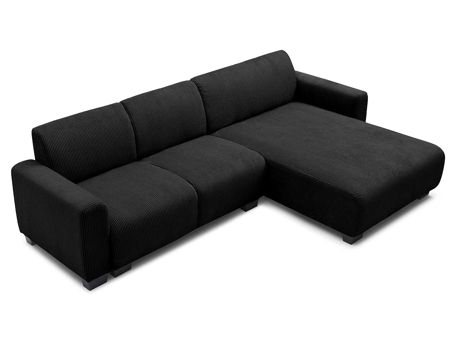 Canapé d'angle moderne 287cm Wallis Velours côtelé Noir