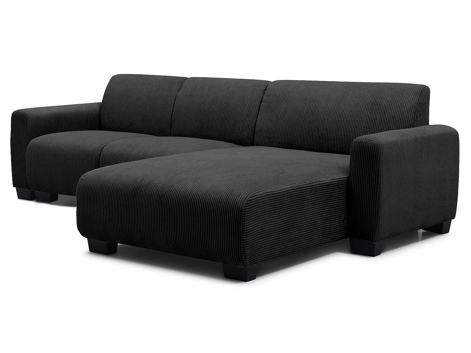 Canapé d'angle moderne 287cm Wallis Velours côtelé Noir