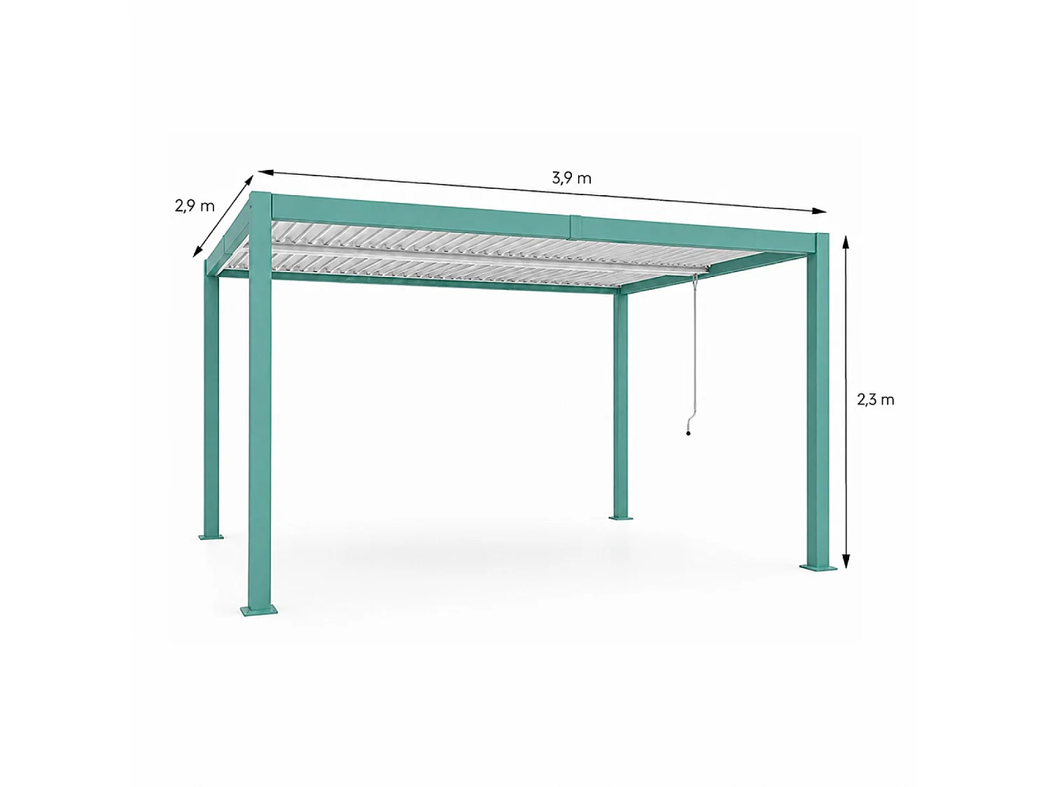 Pergola bioclimatique 4x3m structure aluminium lames orientables verte CORFU