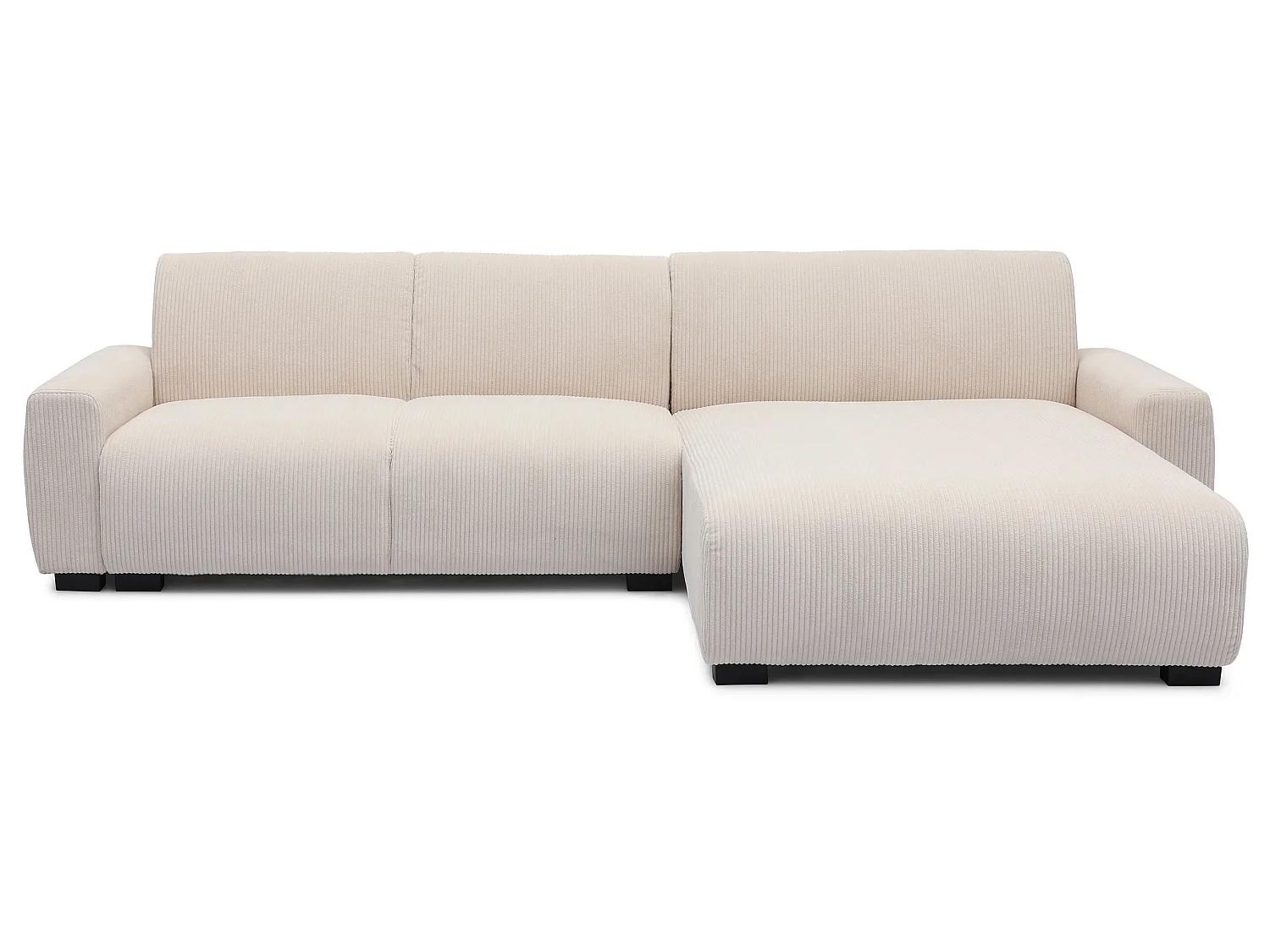 Canapé d'angle moderne 288cm Wallis Velours côtelé Crème