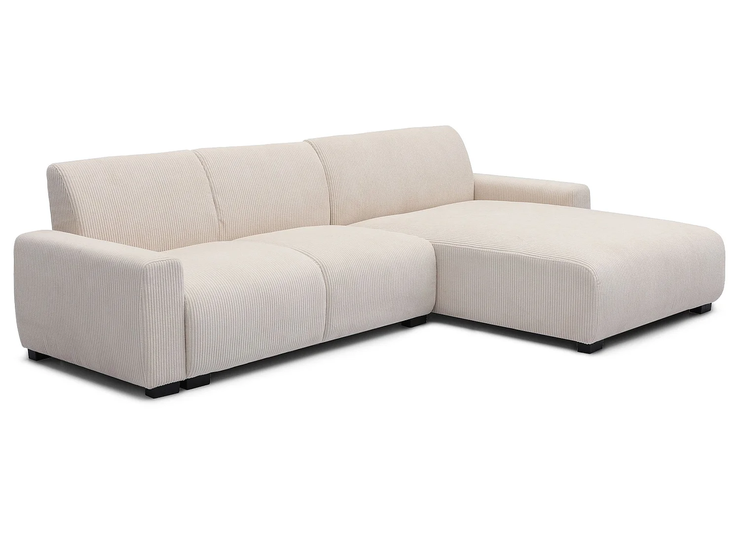 Canapé d'angle moderne 288cm Wallis Velours côtelé Crème