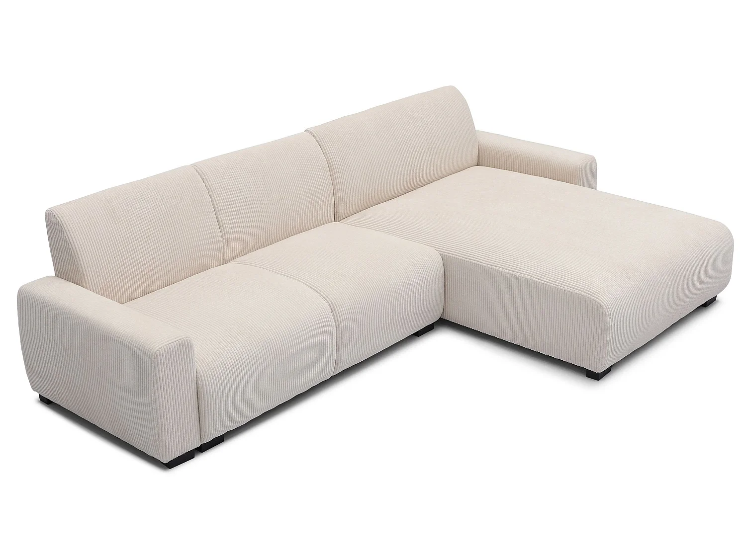 Canapé d'angle moderne 288cm Wallis Velours côtelé Crème
