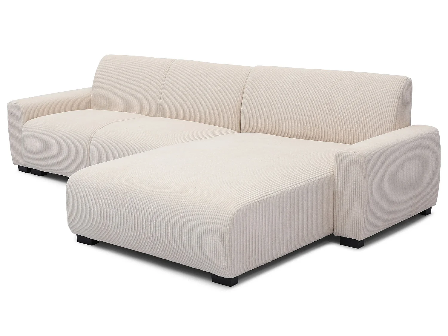 Canapé d'angle moderne 288cm Wallis Velours côtelé Crème