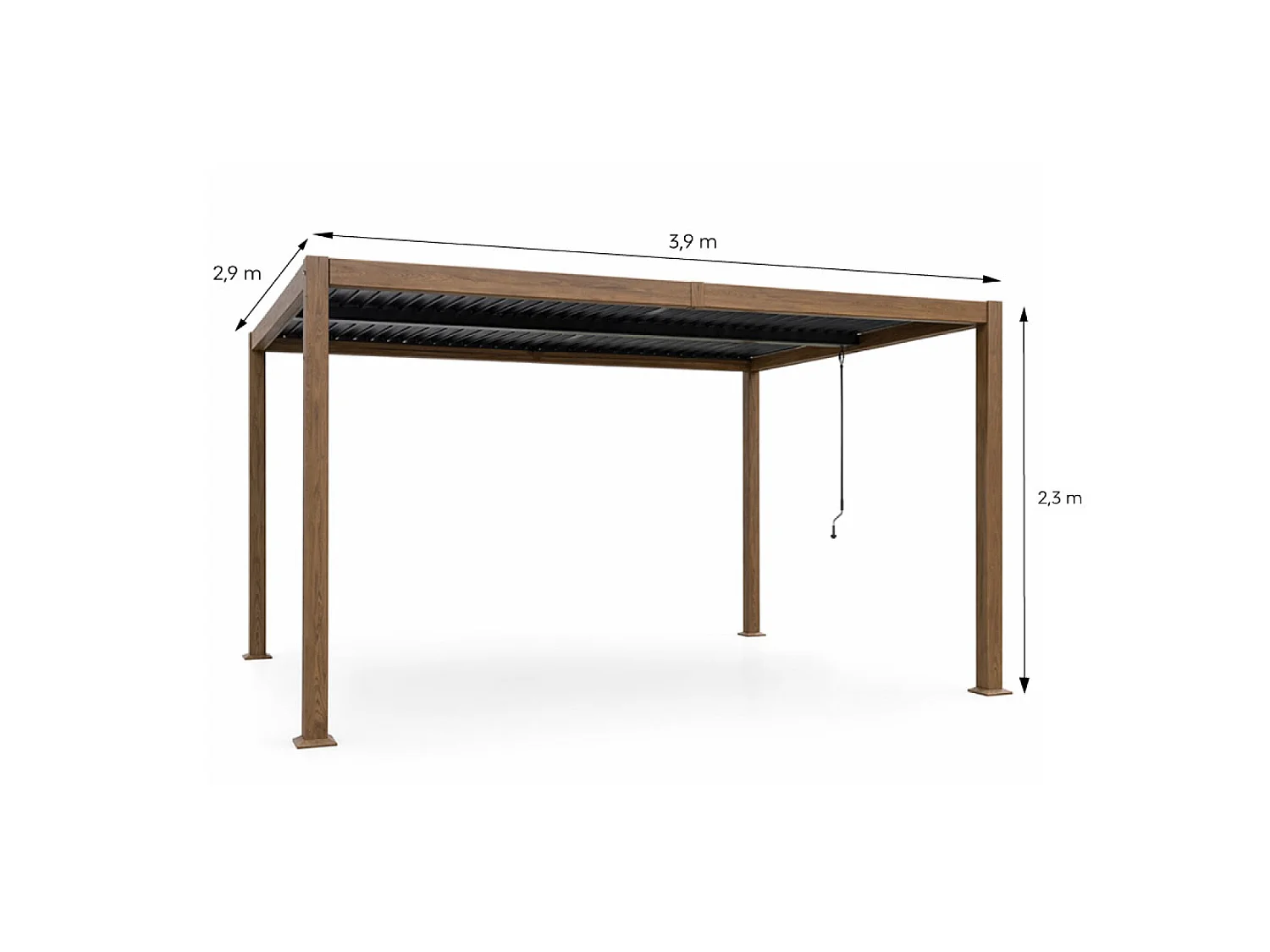 Pergola bioclimatique 4x3m structure aluminium lames orientables effet bois CORFU