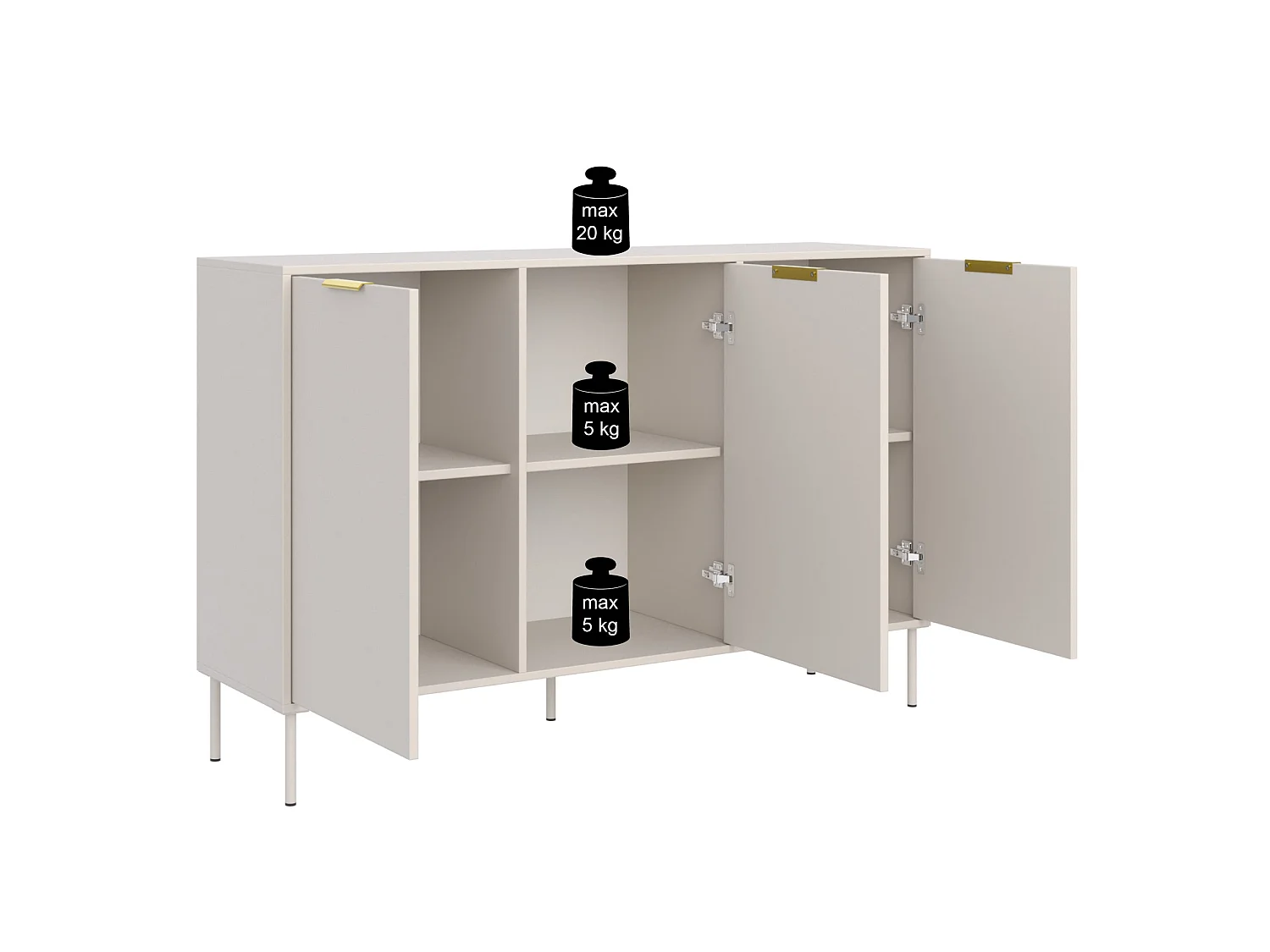 Buffet 3 portes – VENA – 150 cm – Blanc