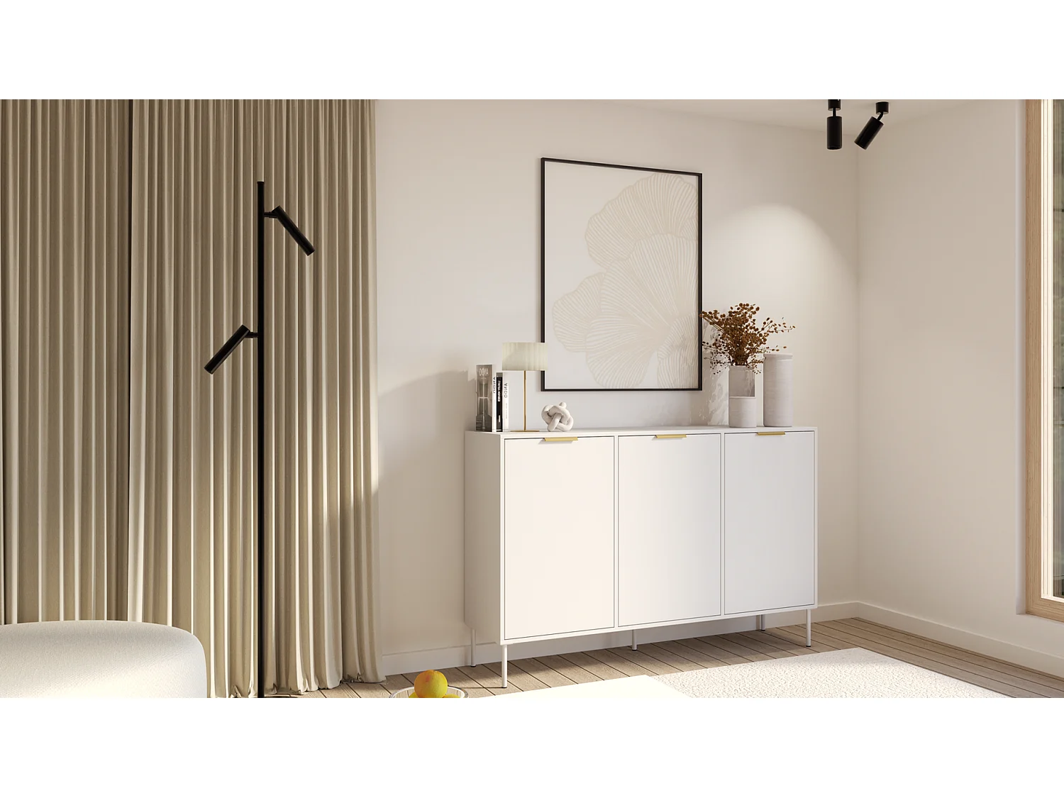 Buffet 3 portes – VENA – 150 cm – Blanc