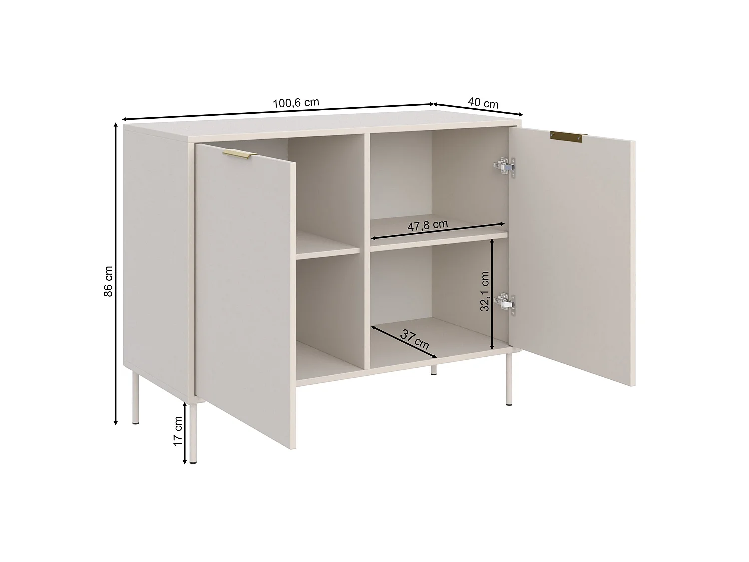 Buffet 2 portes – VENA – 100 cm – Blanc