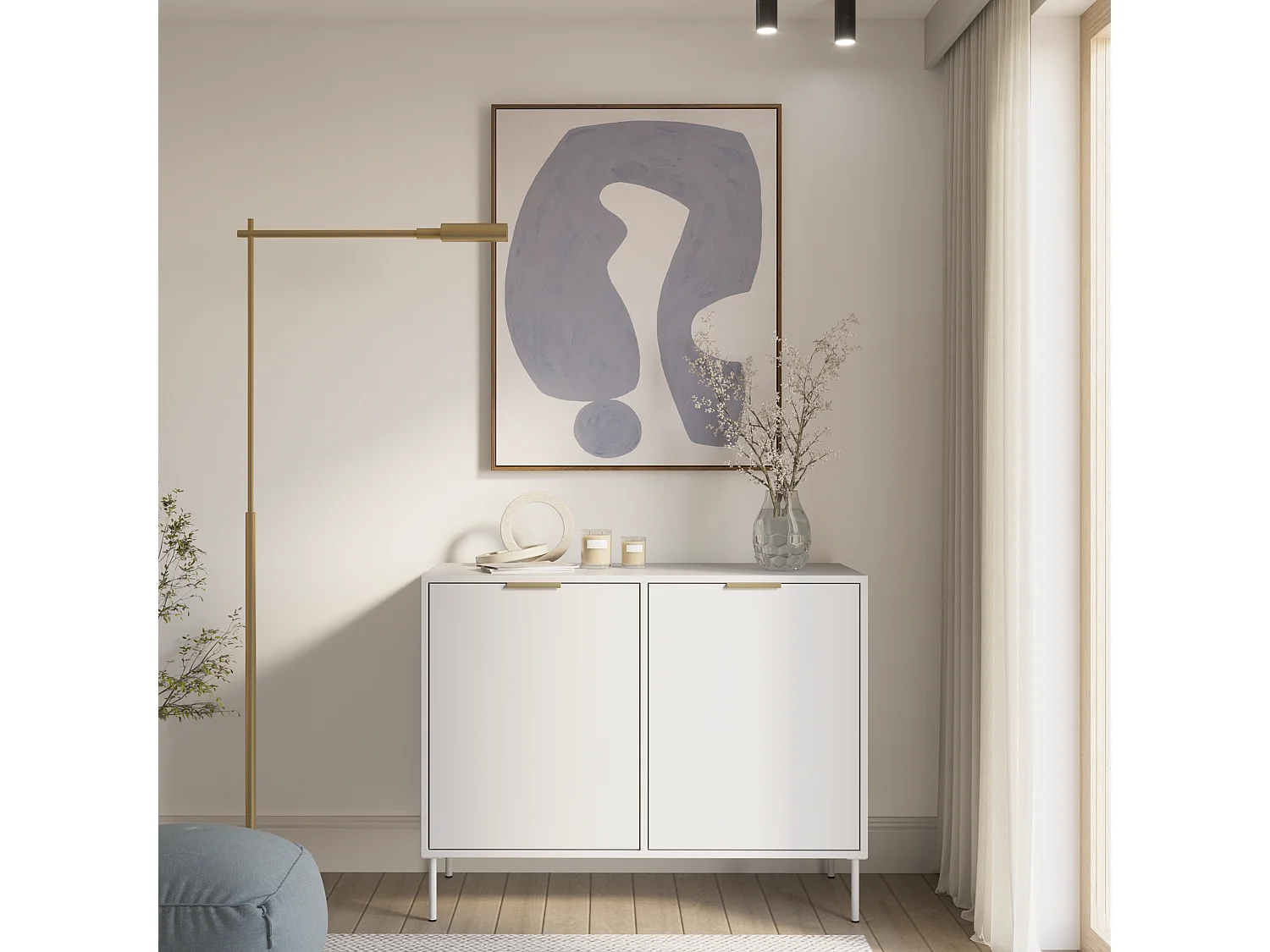 Buffet 2 portes – VENA – 100 cm – Blanc