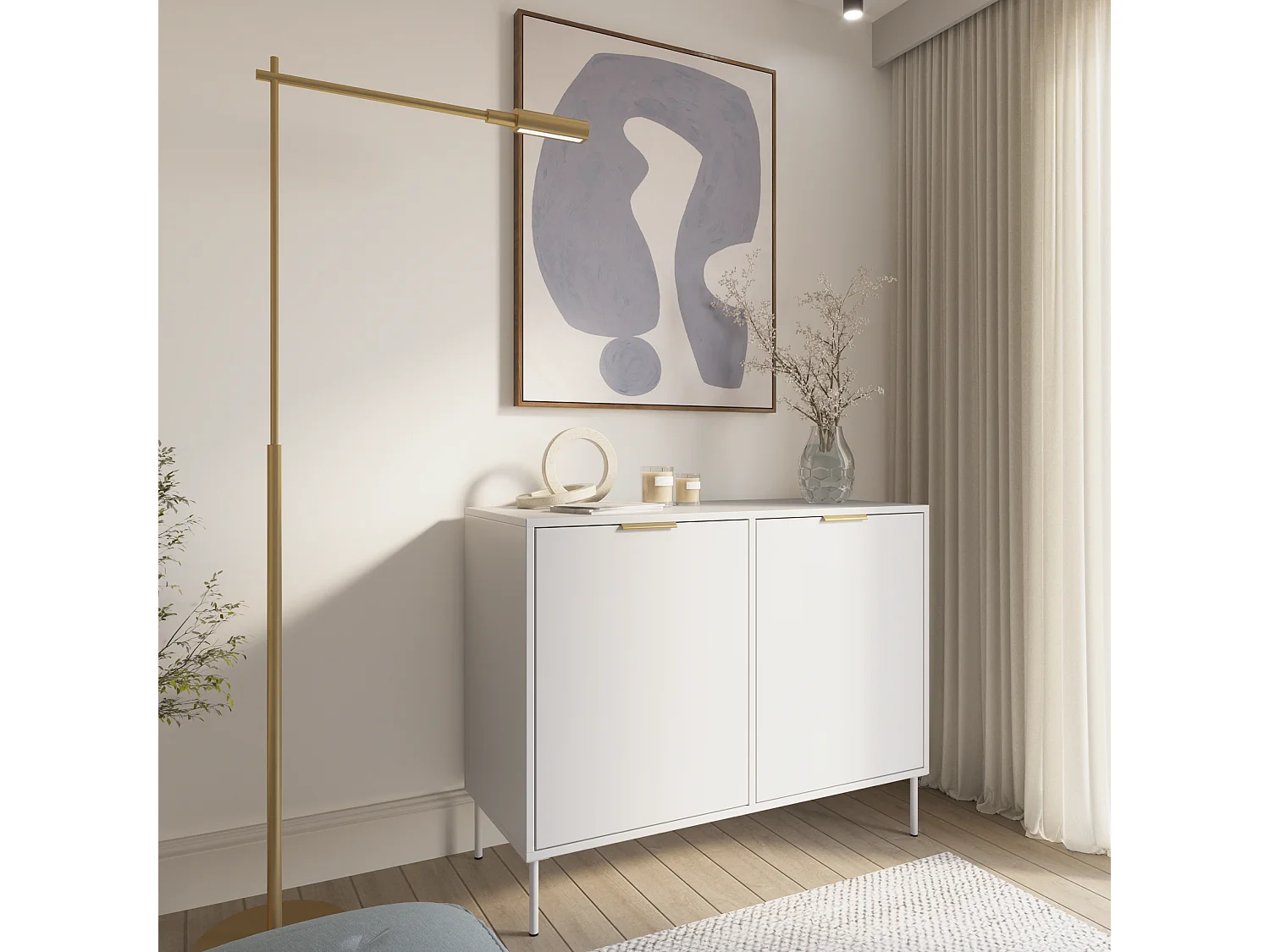 Buffet 2 portes – VENA – 100 cm – Blanc