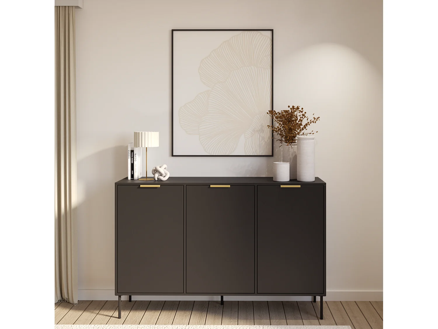 Buffet 3 portes – VENA – 150 cm – Noir