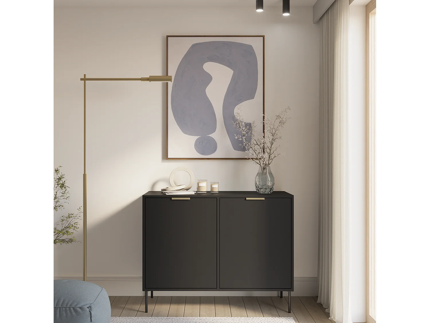 Buffet 2 portes – VENA – 100 cm – Noir