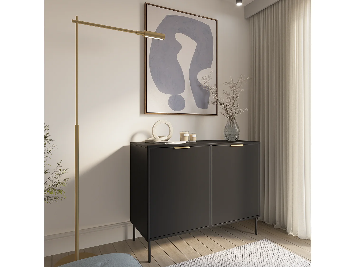 Buffet 2 portes – VENA – 100 cm – Noir