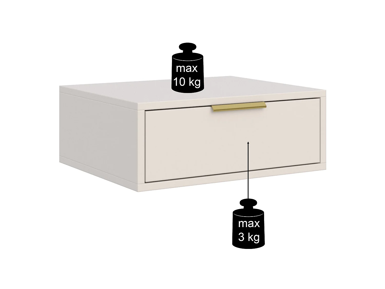 Hängender Nachttisch mit Schublade - 50 cm - kaschmir - VENA